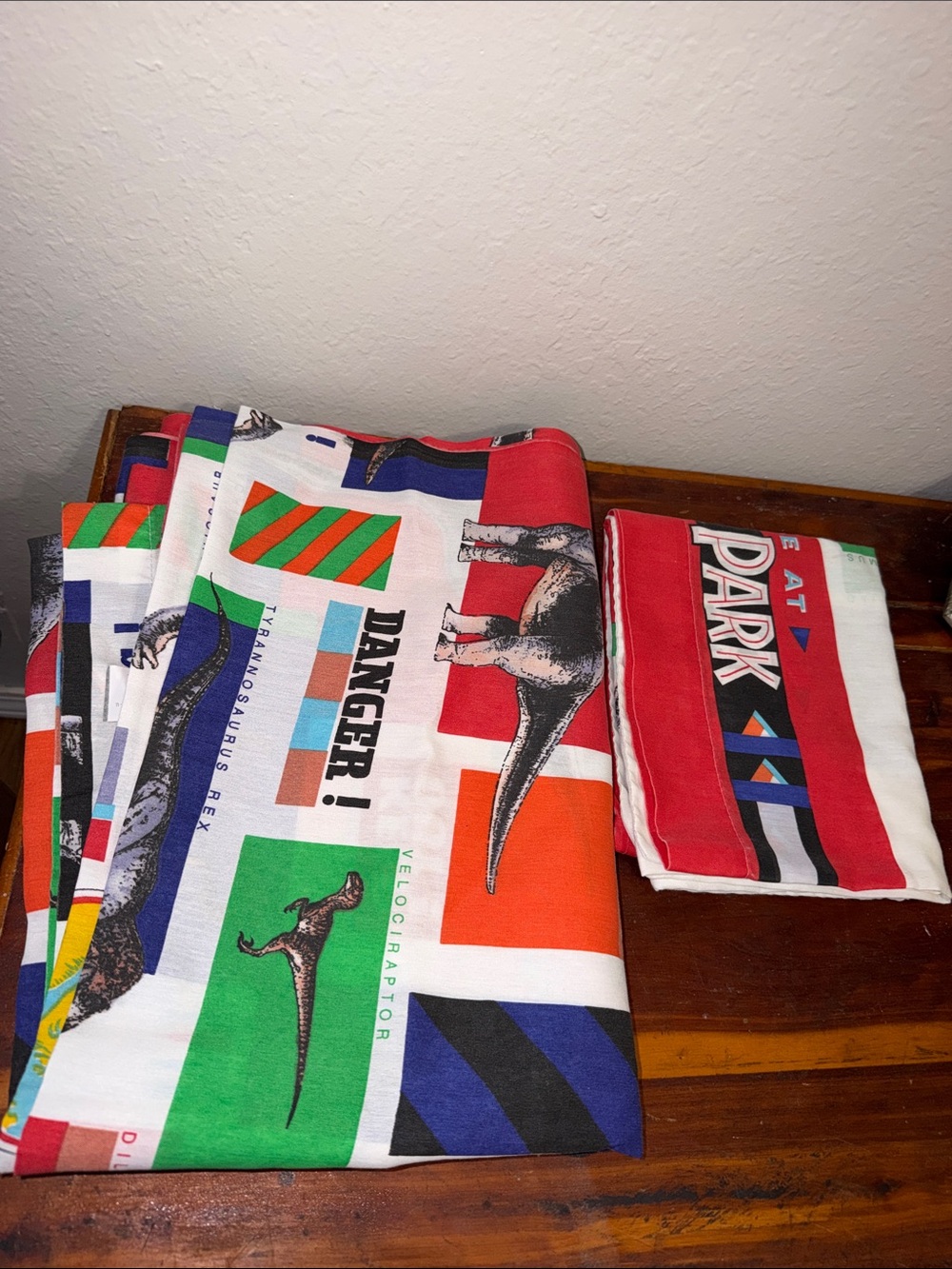 Vintage Jurassic Park Sheets flat pillowcase Made in USA 90s dinosaur unisex
